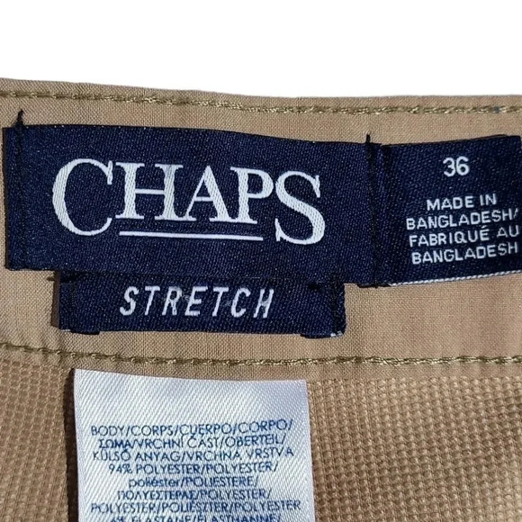 Chaps Stretch Men's Flat Front Khaki Colored Cargo Shorts Size 36 - Picture 6 of 12